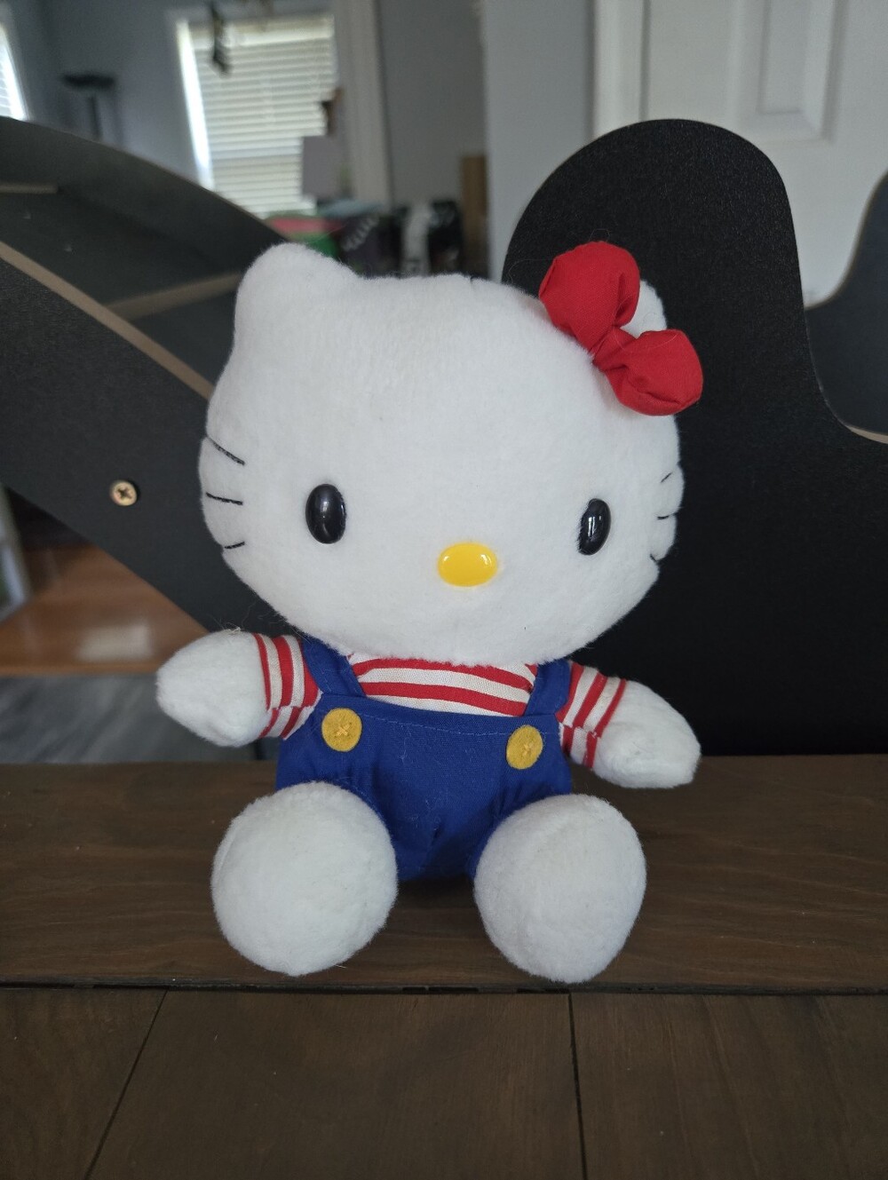 Hello Kitty Plush Doll Red & Blue Classic Overalls Vintage 2002 Sanrio Kawaii